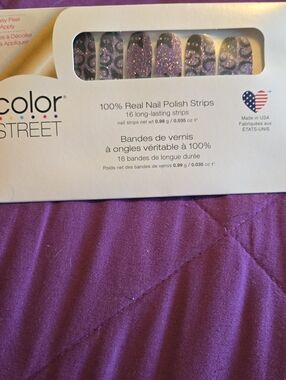 Color Street Purple Glitter Nail Strips - Sparkling Black Cats